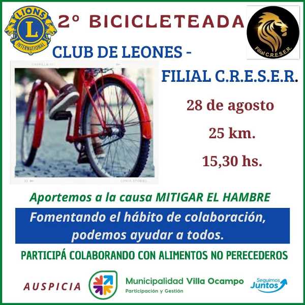 2º Bicicleteada Recreativa organizada por la Filial .. del Club  de Leones – Paralelo 28 – 